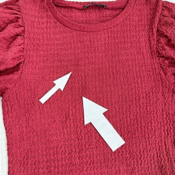 Zara puff sleeve textured top pink size S - Picture 6 of 6